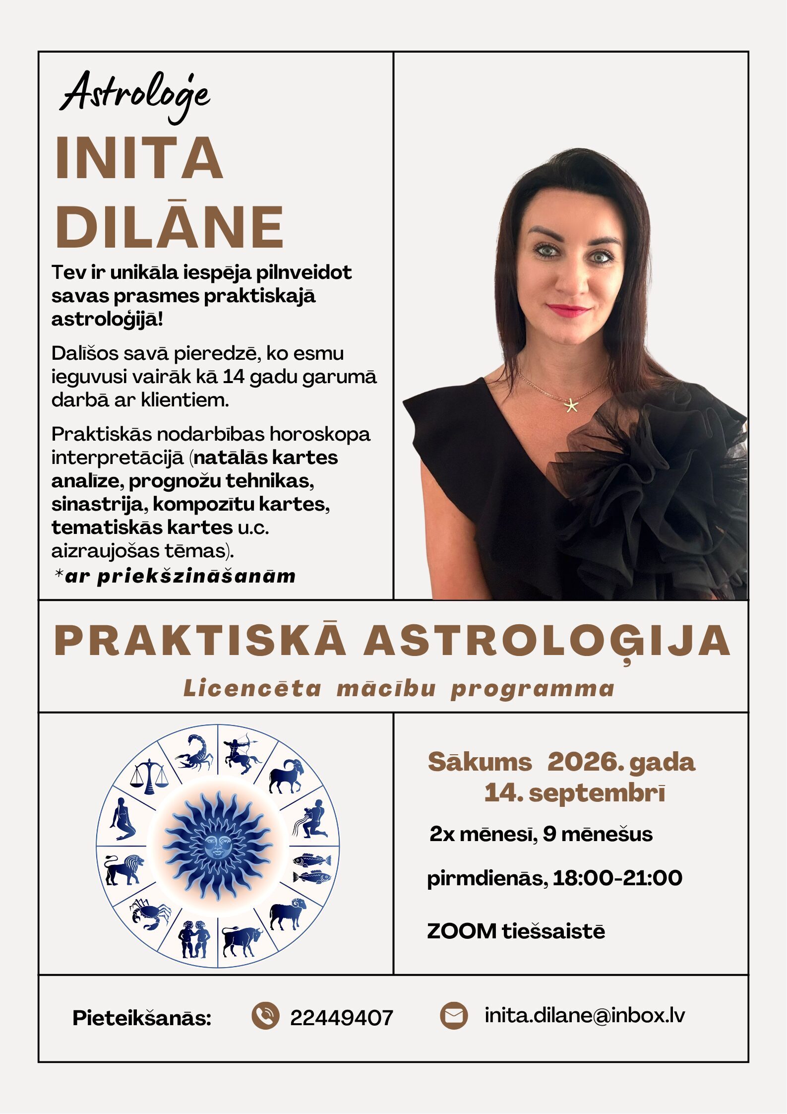 Praktiskā astroloģija. Sākums 14. septembrī. Zoom.